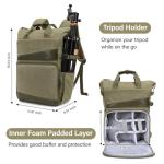 MOSISO Camera Backpack, DSLR/SLR/Mirrorless Camera Bag Case with Tripod Holder&15-16 inch Laptop Compartment&PU Handle, Canvas Photography Backpack Compatible with Canon/Nikon/Sony, Olive Yellow
