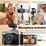 NBD 5K Digital Cameras for Photography - 16X Zoom Travel Camera with 180° Flip Screen, 64MP Vlogging Cameras Fotograficas for YouTube, Auto Focus, Macro Lens, 2 Batteries & 32GB TF Card（Silver）