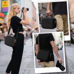 ProCase Hard Shell Camera Case for Canon Rebel T7/EOS R100/R50/DSLR/SLR/Nikon/Sony/Mirrorless Cameras, Soft Padded Digital Camera Travel Bag with 1 Shoulder Strap and 3 Adjustable Dividers -Black