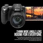 Kodak PIXPRO AZ528 16MP Astro Zoom Digital Camera with 52x Optical Zoom (Black) Bundle with 128GB SD Card and Rechargeable Battery and Charger Kit (3 Items)