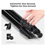 K&F CONCEPT 63" Aluminum Travel Tripod for Camera w Phone Holder, Non-Reversible Lightweight Compact Tripod Weighs 2.6lb, Max Load 22lb for Camera DSLR Mirrorless Spotting Scope Camcorders Phone