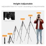 K&F CONCEPT 63" Aluminum Travel Tripod for Camera w Phone Holder, Non-Reversible Lightweight Compact Tripod Weighs 2.6lb, Max Load 22lb for Camera DSLR Mirrorless Spotting Scope Camcorders Phone