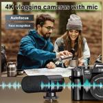 4K Digital Cameras for Photography, 48 MP Vlogging Camera for YouTube with 180° Flip Screen,16X Digital Zoom,Flash & Autofocus,52mm Wide Angle & Macro Lens,2 Batteries,32GB SD Card