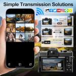 4K Digital Cameras for Photography, 48 MP Vlogging Camera for YouTube with 180° Flip Screen,16X Digital Zoom,Flash & Autofocus,52mm Wide Angle & Macro Lens,2 Batteries,32GB SD Card