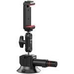 UURig SC-01 Suction Mount 3" for Vlogging Action Camera Car w Smartphone Clamp Compatible with DJI OSMO Pocket 3/OSMO 360/Insta 360 x5/iPhone 16 15 14 13 Pro Max, 1/4" Magic Arm Car Windshield Window