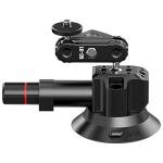 UURig SC-01 Suction Mount 3" for Vlogging Action Camera Car w Smartphone Clamp Compatible with DJI OSMO Pocket 3/OSMO 360/Insta 360 x5/iPhone 16 15 14 13 Pro Max, 1/4" Magic Arm Car Windshield Window