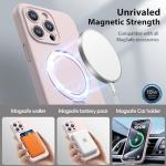 CellEver Strong Magnetic Case for iPhone 15 Pro [for MagSafe Charging] [Camera Protection] Heavy-Duty Protection, Soft Grip Silicone Cover with Kickstand, Chalk Pink
