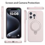 CellEver Strong Magnetic Case for iPhone 15 Pro [for MagSafe Charging] [Camera Protection] Heavy-Duty Protection, Soft Grip Silicone Cover with Kickstand, Chalk Pink