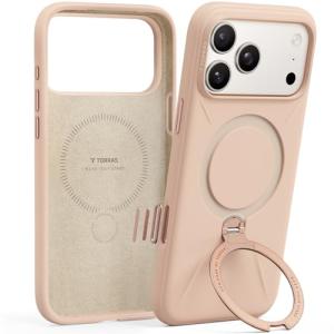 TORRAS Ostand Q3 Silicone for iPhone 17 Pro Max Case, Fit for MagSafe, 360 Spin Stand, Soft Liquid Silicone Cozy Grip, Camera Control, Protective Case for iPhone 17 Pro Max for Women Girl, Bliss Pink