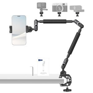 NEEWER 22" Magic Arm w Desk C Clamp, Overhead Camera Mount with Articulating Mic Boom Arm 1/4" 3/8" Threads for ARRI, Desktop Stand Holder for Phone Microphone Webcam Action Camera Video Light, UA057