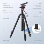 NEEWER Basics Camera Tripod Monopod, 77" Compact Lightweight Travel DSLR Video Stand, 360° Ball Head, Arca Type QR Plate, Reversible Legs & Inverted Central Axis, 13lb Max Load, TP08