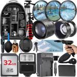 49mm Accessory Bundle for Canon EOS: R100, R50, R10, M5, M6 Mark II, M6 + LP-E17 Battery + 32GB Memory Card + Wide Angle + Telephoto Lens + Battery Charger + Backpack + Flash + More (32GB Card)
