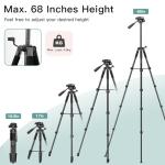 Victiv 68" Camera Tripod, Phone Tripod for Tablet with Remote and Holder, Lightweight and Compact Travel Tripod for Canon Sony Camera, Compatible with DSLR, iPhone, iPad, Max Load 7.8 lbs