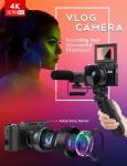 Digital Camera with Creator Accessory Kit 4K Photography Cameras 48MP Remote Control Vlog Camera for Beginners Autofocus Flip Screen with Tripod Grip, Wide-Angle & Macro Lens, Mic, Batteries Black