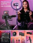 Digital Camera with Creator Accessory Kit 4K Photography Cameras 48MP Remote Control Vlog Camera for Beginners Autofocus Flip Screen with Tripod Grip, Wide-Angle & Macro Lens, Mic, Batteries Black