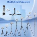 XXZU 74" Camera Tripod for DSLR/Monopod,360°Ball Head,Quick Release Plate,Phone Holder,Aluminum Lightweight Compact Travel Tripod Stand,Camera Tripod Compatible with DSLR/Phone,Max Load 10KG/22.05LB