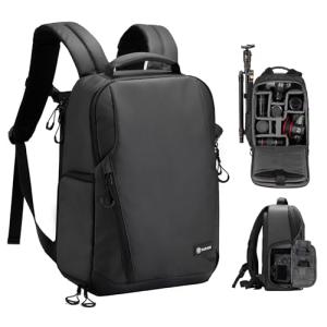 TARION Camera Backpack Waterproof Bag - 12.5L Slim DSLR Backpack with 14'' Laptop Compartment Rain Cover Slim Photography Bag for Men Women Photographers for DSLR SLR Lens Black TRL