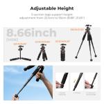 K&F CONCEPT Mini Desk Tripod, 21.6'' Compact Small Tripod with Ball Head Load up to 13.22 lbs/6 KG, 1/4 inch Quick Shoe Plate& Phone Holder for DSLR Camera Phone.