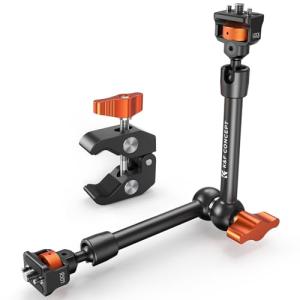 K&F CONCEPT 11" Magic Arm Clamp Kit with ARRI 1/4" & 3/8" Thread Screw, 360° Ball Heads Arm with Clamp Mount for DSLRs, Camera Cage, Monitor, LED Light, Webcam, Action Camera