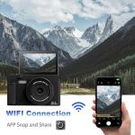 HD Digital Camera with Macro & Wide-Angle Lenses,Retro Autofocus Vlogging Camera with 3" 180° Flip Screen,App Control, WiFi,Includes 64GB SD Card,1500mAh Battery –Travel Kit for Beginners & Creators