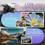 HD Digital Camera with Macro & Wide-Angle Lenses,Retro Autofocus Vlogging Camera with 3" 180° Flip Screen,App Control, WiFi,Includes 64GB SD Card,1500mAh Battery –Travel Kit for Beginners & Creators