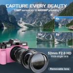 5K Digital Compact Camera for Photography and Video,48MP Vlogging Camera for YouTube with 180° Flip Screen,16X Digital Zoom,52mm Wide Angle & Macro Lens, 2 Batteries, 32GB TF Card