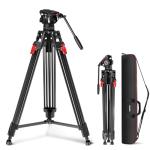 NEEWER 76" Video Camera Tripod with Fluid Head, One Step Quick Release Portable Tripod, Aluminum Heavy Duty Tripod Stand, Dual Mode QR Plate for DSLR Cameras Camcorders, Max Load 17.6lb, LL27