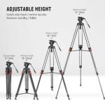 NEEWER 76" Video Camera Tripod with Fluid Head, One Step Quick Release Portable Tripod, Aluminum Heavy Duty Tripod Stand, Dual Mode QR Plate for DSLR Cameras Camcorders, Max Load 17.6lb, LL27