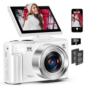 5K Digital Camera for Photography - 75MP WiFi Vlogging Camera for YouTube - UHD 18X Zoom Digital Cameras with Flip Screen 3" 180° - Travel Photography Flash Camara for Beginners & Adults