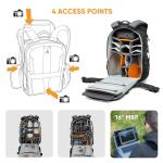 Lowepro ProTactic BP 450 AW III Camera Backpack, 4-point Access, Professional Camera Bag, DSLR/Drones/Mirrorless, Up to 16" Laptop, Rain Cover, for Photographer,Videographer, Volume 28L