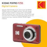 KODAK PIXPRO FZ55 16MP Digital Point & Shoot Camera, 5X Optical Zoom, 28mm Wide Angle, 1080P Full HD Video, Bundle with 32GB SD Card, Protective Case, and Hi-Speed Card Reader (Red)