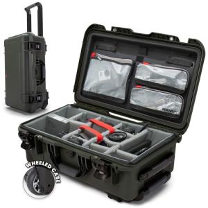 NANUK 935 Pro Photo Kit – Waterproof Travel Camera Hard Case with Padded Dividers and Wheels, 22” x 14” x 9” - Dustproof and Impact Resistant, Airline Carry-On Approved – Olive