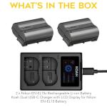 Nikon EN-EL15c Rechargeable Li-ion Battery (2-Pack) Bundle with USB-C Charger with LCD Display for Nikon EN-EL15 Battery (2 Items)