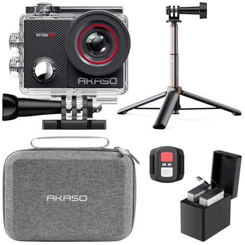 AKASO EK7000 Pro 4K30fps 20MP Action Camera EIS Ultra HD 131FT Waterproof Underwater Camera with Mini Selfie Stick Tripod and Carrying Case Helmet Accessories Kit Bundle