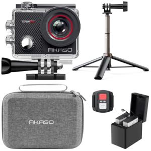 AKASO EK7000 Pro 4K30fps 20MP Action Camera EIS Ultra HD 131FT Waterproof Underwater Camera with Mini Selfie Stick Tripod and Carrying Case Helmet Accessories Kit Bundle