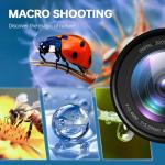 4K Digital Camera for Photography with External Adjustable Microphone, 56MP Vlogging Camera for YouTube and Video, 52mm Wide Angle & Macro Lens, with 180° Flip Screen,18X Digital Zoom, 32GB TF Card