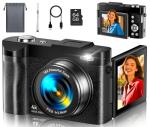 4K Digital Camera for Photography- 50MP Autofocus Vlogging Camera with 2.8" 180° Flip Screen, 16X Digital Zoom- Compact Point and Shoot Camera with 64GB SD for YouTube, Travel, Beginners