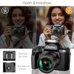 8K Digital Cameras for Photography, 64MP Vlogging Camera for YouTube with 4" Touch Screen, Dual Front/Rear Cameras with LED Fill Light, 3000MAh Battery, Lens Hood, Hot Shoe & 32GB TF Card