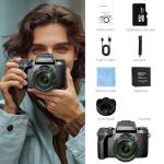 8K Digital Cameras for Photography, 64MP Vlogging Camera for YouTube with 4" Touch Screen, Dual Front/Rear Cameras with LED Fill Light, 3000MAh Battery, Lens Hood, Hot Shoe & 32GB TF Card