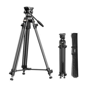 SmallRig AD-50Lite Video Tripod, Heavy Duty Tripod with 360°Fluid Head, 62" Aluminum Alloy Travel Tripods with QR Plate, Lift Rope, Load up to 11lb for DSLR, Camcorder, Camera