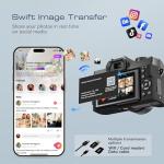 Digital Cameras for Photography with WiFi&App Control, Ture 4K&48MP Vlogging Camera for YouTube,Compact,16X Zoom Autofocus, Anti-Shake for Entry-Level User, Beginners, Macro&Wide Lens-32GB Card(Black)