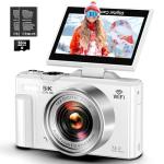 5K Digital Camera - WiFi 75MP Cameras for Photography - UHD Vlogging Camera for YouTube with 3" 180° Flip Screen - Autofocus Compact Video Travel Camara with 18X Zoom, 32GB SD Card, 2 Batteries