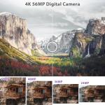 4K Digital Camera for Photography & Vlogging, 56MP YouTube Camera with WiFi, 3" 180° Flip Screen, 16X Digital Zoom, 52mm Wide Angle & Macro Lens, 32GB TF Card, 2 Batteries – Purple