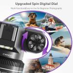 4K Digital Camera for Photography & Vlogging, 56MP YouTube Camera with WiFi, 3" 180° Flip Screen, 16X Digital Zoom, 52mm Wide Angle & Macro Lens, 32GB TF Card, 2 Batteries – Purple