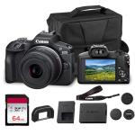 Canon EOS R100 Mirrorless Camera with RF-S 18-45mm f/4.5-6.3 is STM Lens | 24.1MP APS-C CMOS Sensor, Dual Pixel AF, Full HD Video | Compact RF Mount Camera for Beginners with Bag and 64GB Card