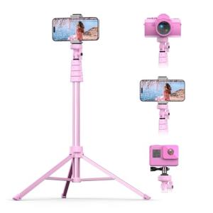 UBeesize 72" Phone Tripod & Selfie Stick, Camera Tripods Stand with Wireless Remote and Phone Holder,Compatible with iPhone Android Phone, Perfect for Selfies/Video Recording/Live Streaming Pink