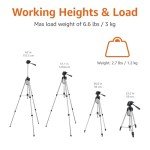 3-Way Pan Head Tripod: Lightweight Black for DSLRs