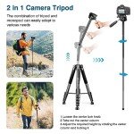 Tripod for Camera, 72" Tall Camera Tripod Monopod with Remote, Professional Heavy Duty Compact Camera Stand for Phone,DSLR, Spotting Scope, Telescope, Binocular