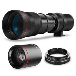 High-Power 420-1600mm f/8.3 HD Manual Telephoto Lens for Nikon D500, D600, D610, D700, D750, D800, D800e, D810, D810a, D850, D3400, D5000, D5100, D5200, D5300, D5500, D5600, D7100, D7200, D7500 DSLR