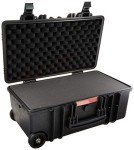 Amazon Basics Hard Camera Case with Wheels, Large, Black, Solid, 22"L x 14"W x 9.8"H
